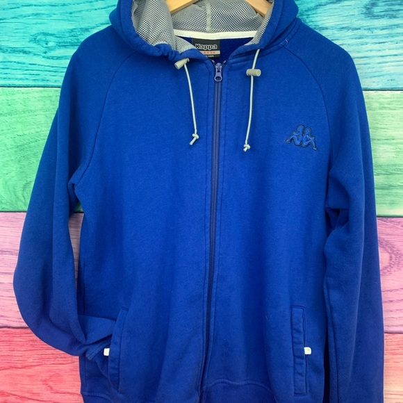 🇮🇹 KAPPA unisex zip up hooded sweater blue with Italy flag logo on hood 🇮🇹 - Picture 2 of 9
